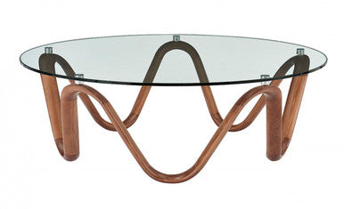 Modrest Lassen Modern Glass & Walnut Coffee Table