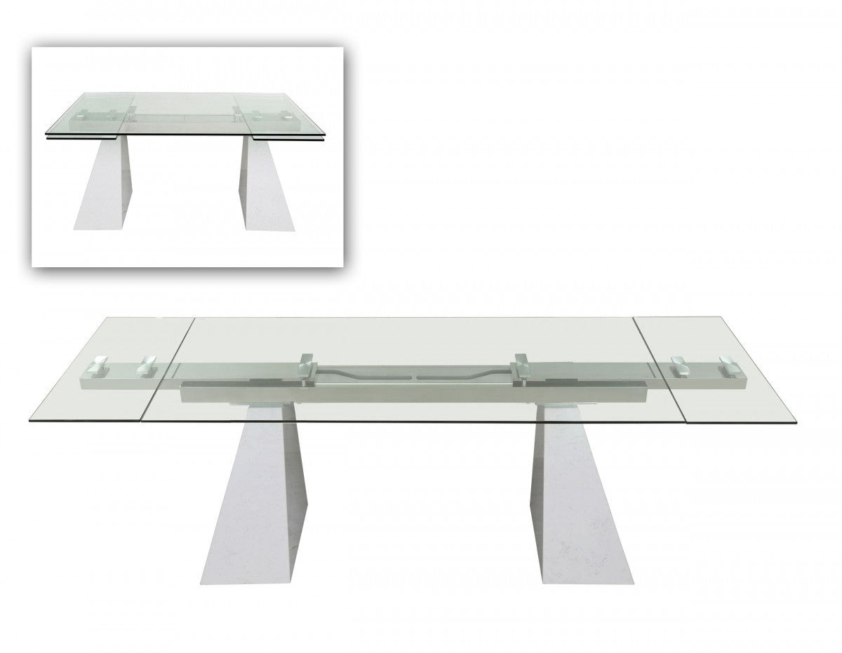 Modrest Latrobe Modern Extendable Quartz Stone & Glass Dining Table
