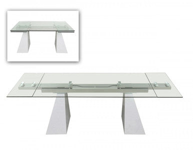Modrest Latrobe Modern Extendable Quartz Stone & Glass Dining Table