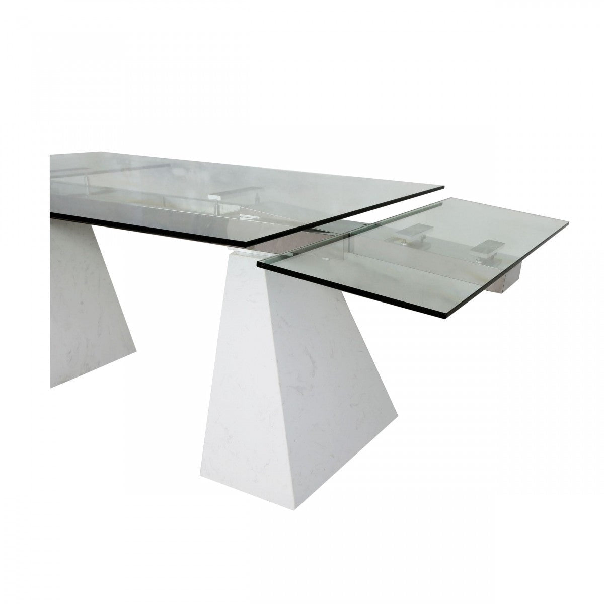 Modrest Latrobe Modern Extendable Quartz Stone & Glass Dining Table