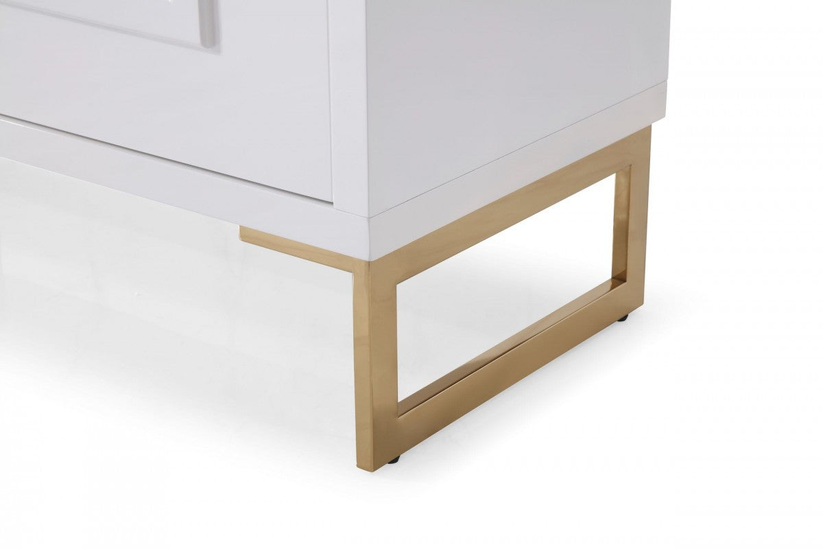 Modrest Leah Contemporary White High Gloss & Champagne Gold Buffet - Stylish Design Furniture