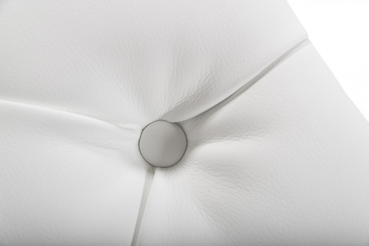 Modrest Lindsey Modern White Leatherette & Stainless Steel Bench - Stylish Design Furniture