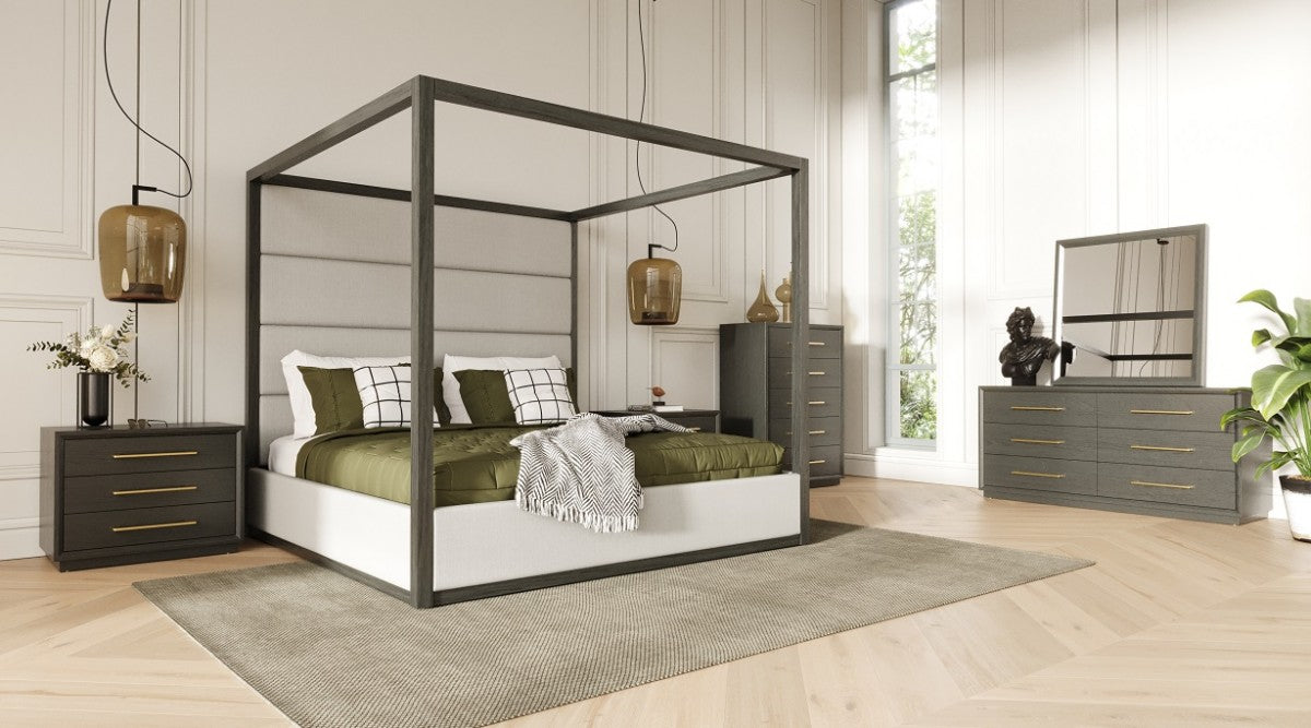 Modrest Manhattan- Contemporary Canopy Grey Bedroom Set - Stylish Design Furniture