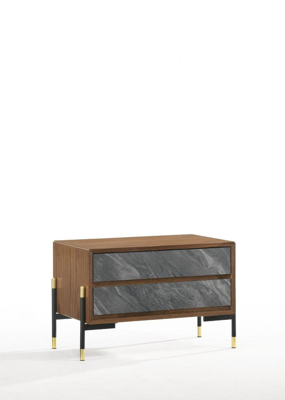 Nova Domus Metcalf - Mid-Century Walnut & Grey Nightstand