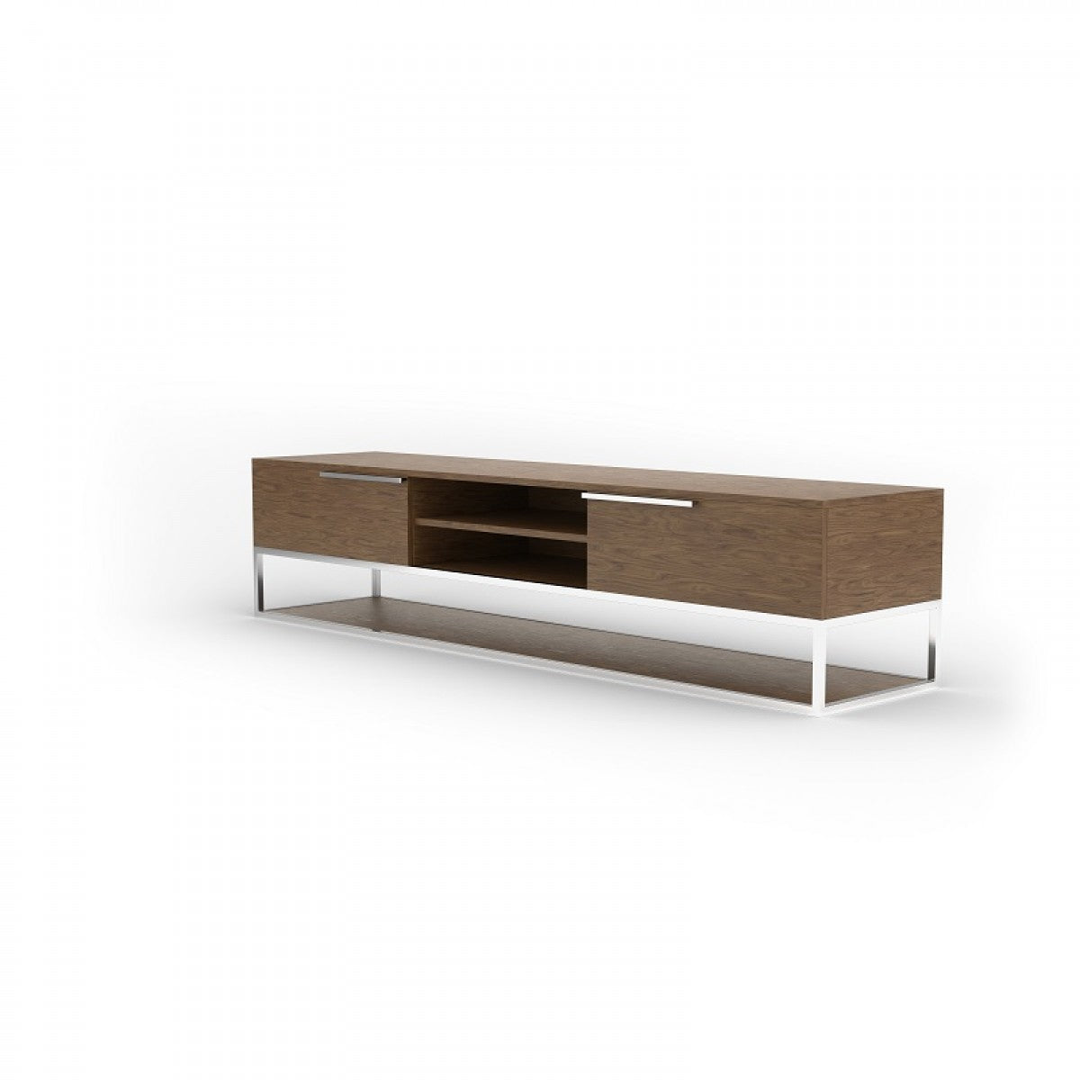 Modrest Heloise - Modern Walnut and Stainless Steel TV Stand