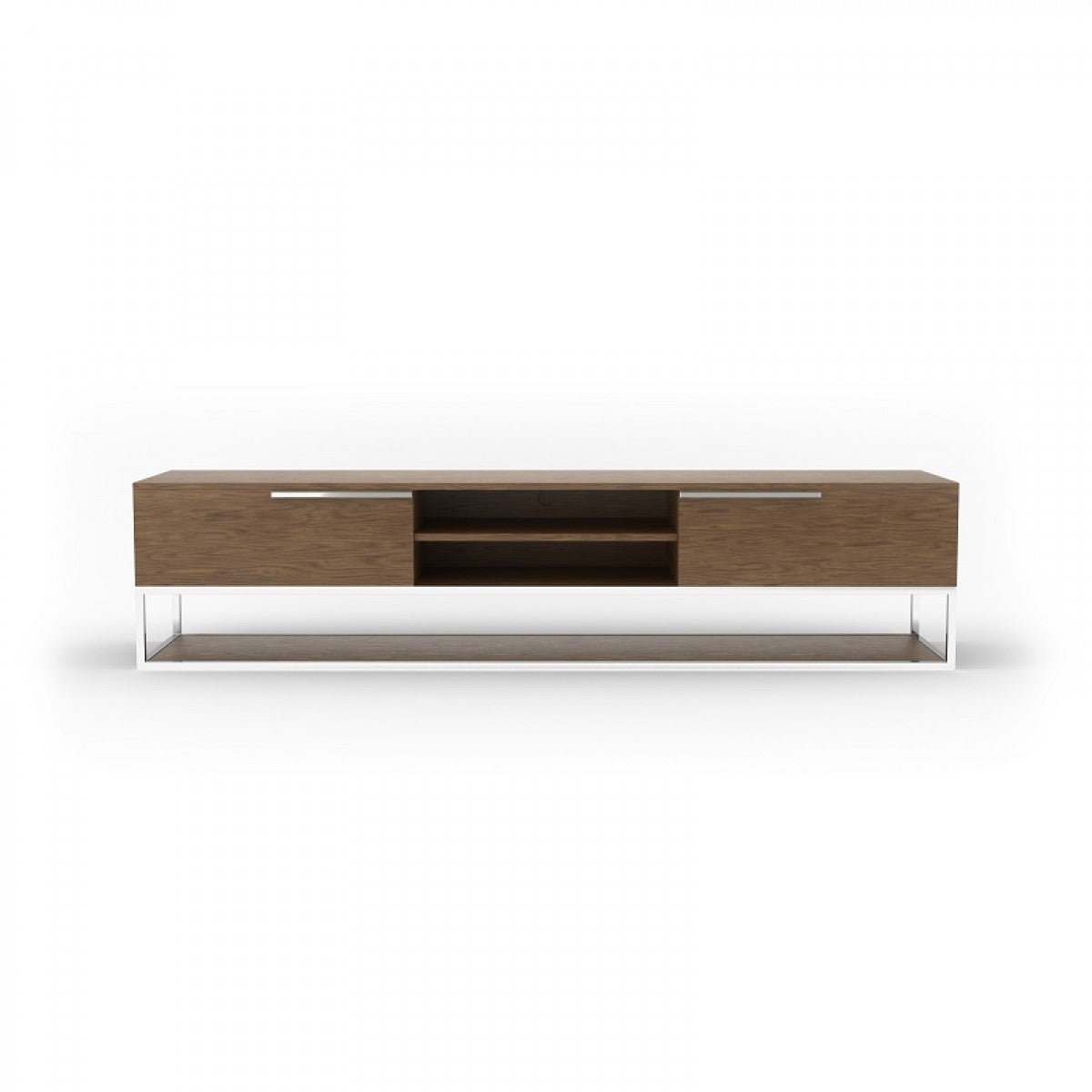 Modrest Heloise - Modern Walnut and Stainless Steel TV Stand