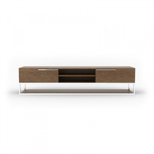 Modrest Heloise - Modern Walnut and Stainless Steel TV Stand - Stylish Design Furniture