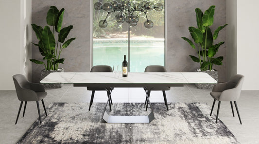 Modrest Howell - Modern White Ceramic Extendable Dining Table - Stylish Design Furniture