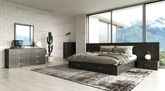 Modrest Manchester- Contemporary Dark Grey Bedroom Set - Stylish Design Furniture