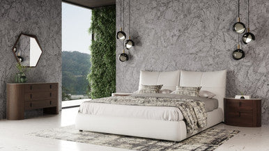 Modrest Patrick Modern White Leather Bed - Stylish Design Furniture
