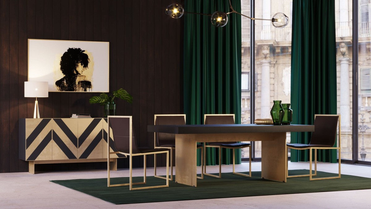 Modrest Perret Glam Black Ash & Brass Gold Modern Buffet