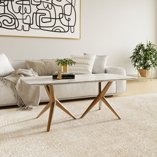 Modrest Stetson - Mid Century Walnut + Ceramic Coffee Table - Stylish Design Furniture