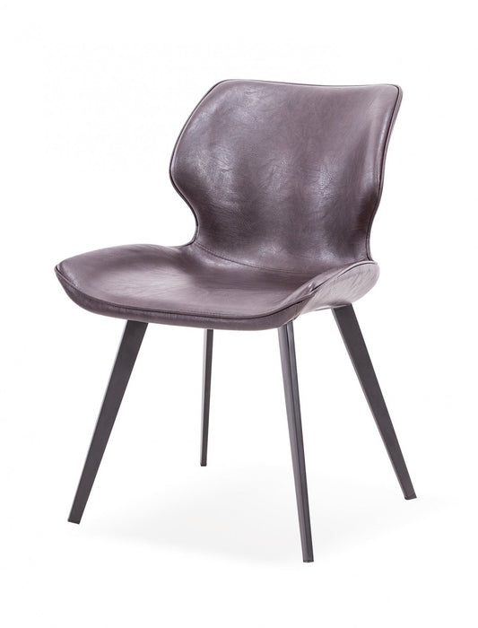 Modrest Moira - Modern Dark Brown Eco-Leather Dining Chair (Set of 2) - Stylish Design Furniture