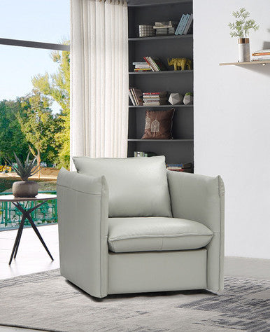 Divani Casa Tamworth Modern Grey Leather Swivel Chair
