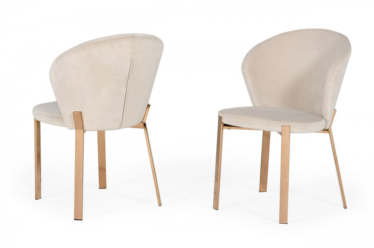 Modrest Nadia Modern Beige Velvet & Rosegold Dining Chair (Set of 2)