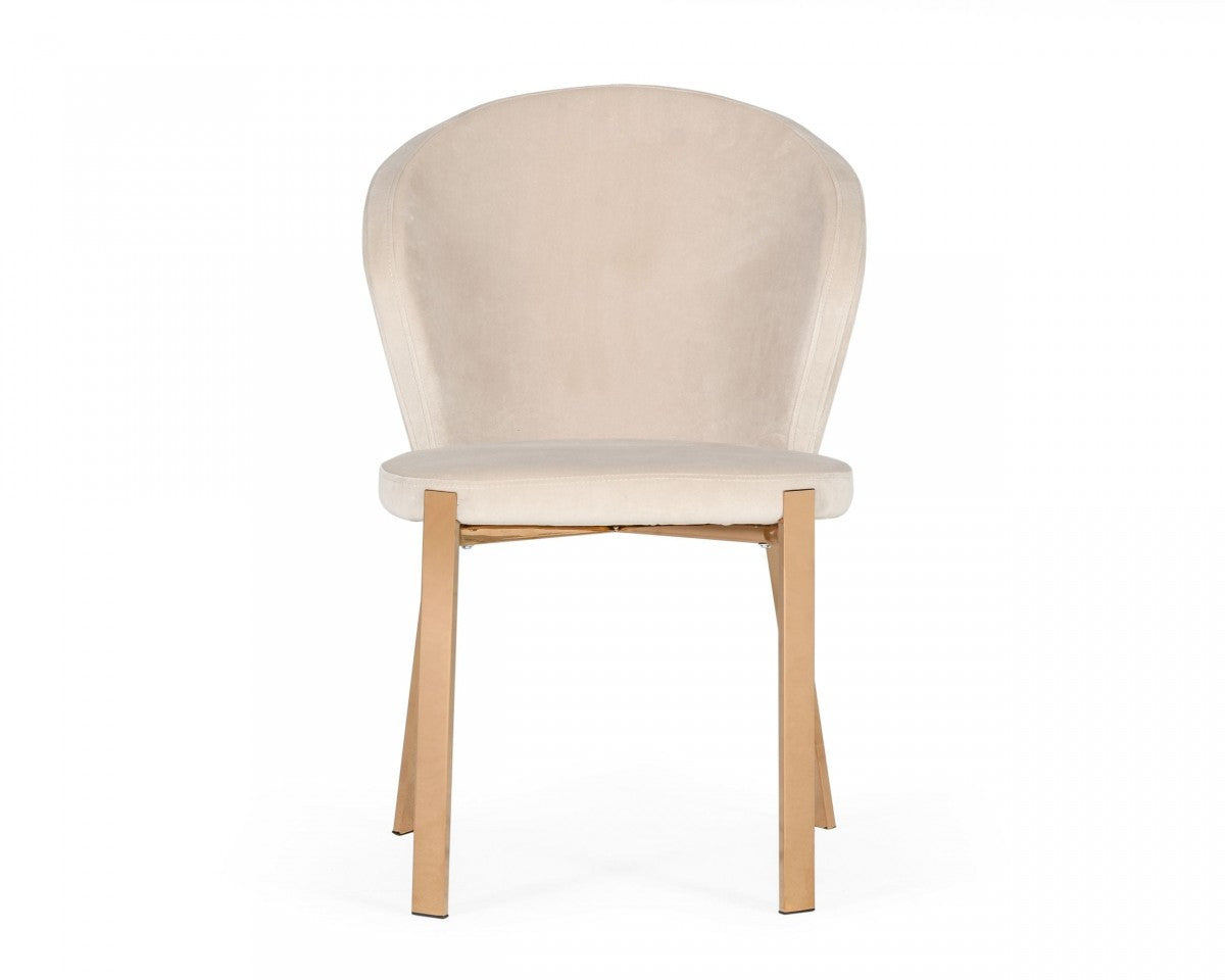 Modrest Nadia Modern Beige Velvet & Rosegold Dining Chair (Set of 2)