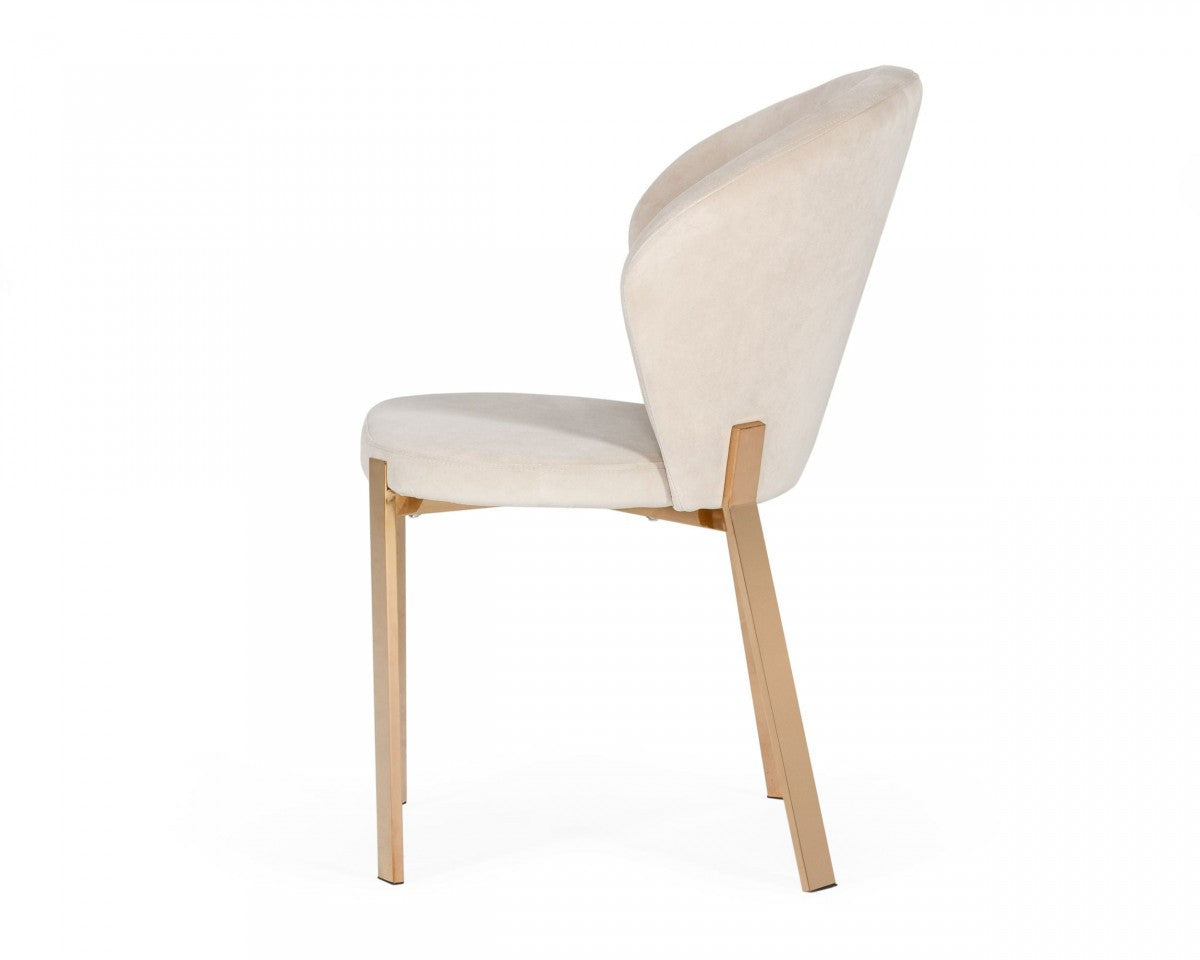 Modrest Nadia Modern Beige Velvet & Rosegold Dining Chair (Set of 2)