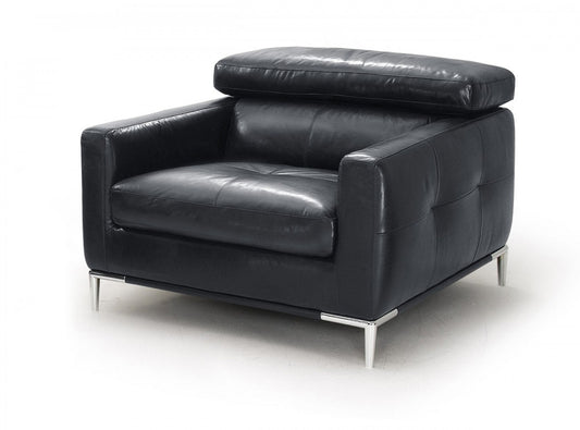 Divani Casa Natalia - Modern Black Leather Chair - Stylish Design Furniture