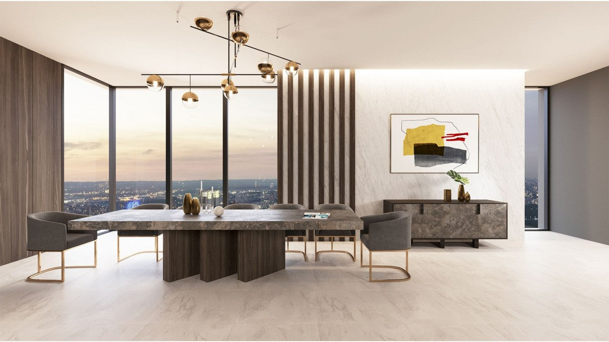 Nova Domus Amsterdam - Modern Grey Volcano & Eucalyptus Oak Dining Table - Stylish Design Furniture