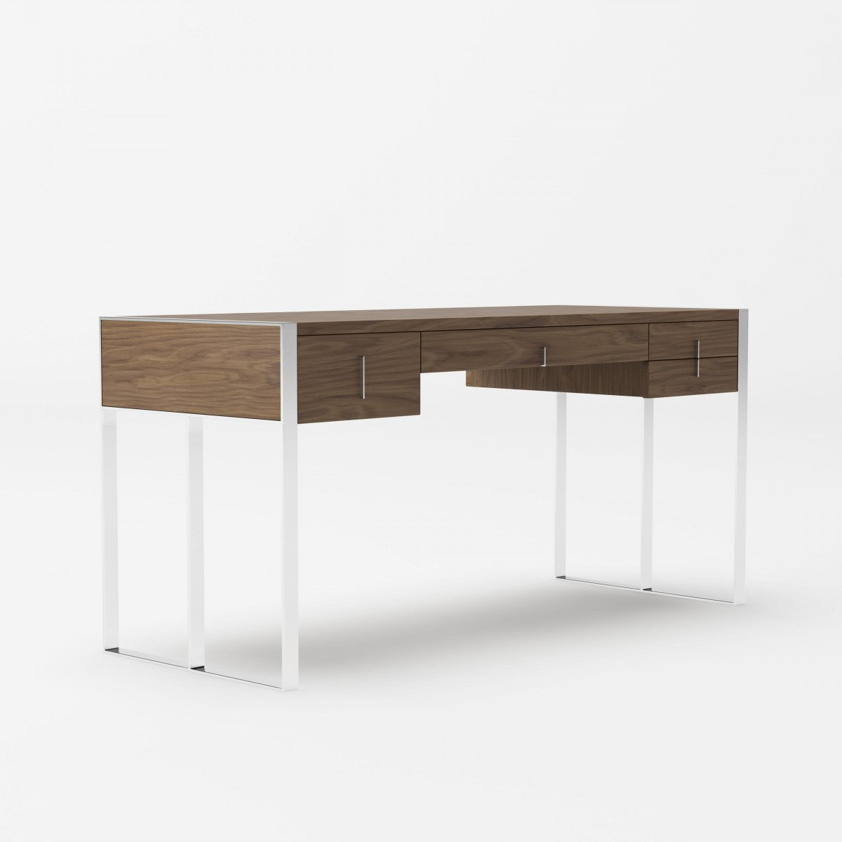 Modrest Orcutt Modern Walnut & Stainless Steel Desk - Stylish Design Furniture