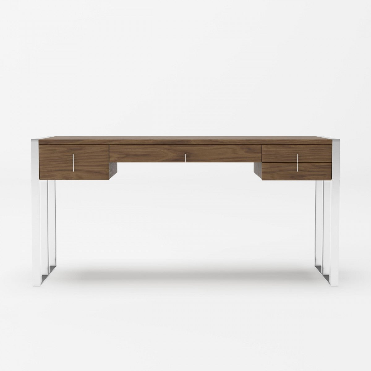Modrest Orcutt Modern Walnut & Stainless Steel Desk - Stylish Design Furniture