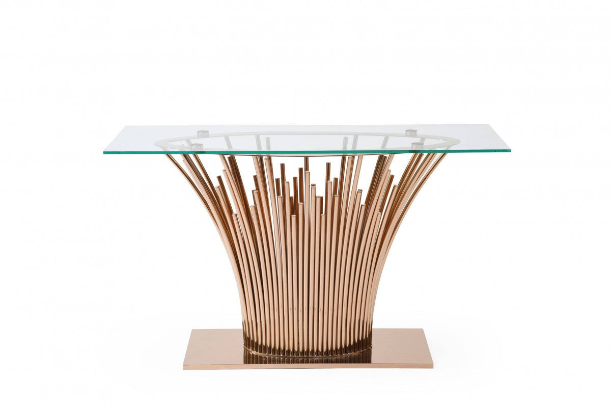 Modrest Paxton - Modern Glass + Rosegold Console Table