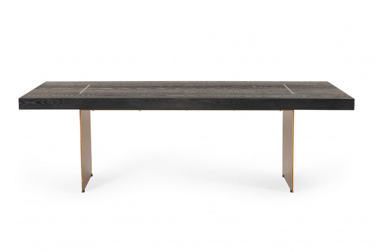 Modrest Perret - Large Glam Black Ash + Brushed Brass Dining Table