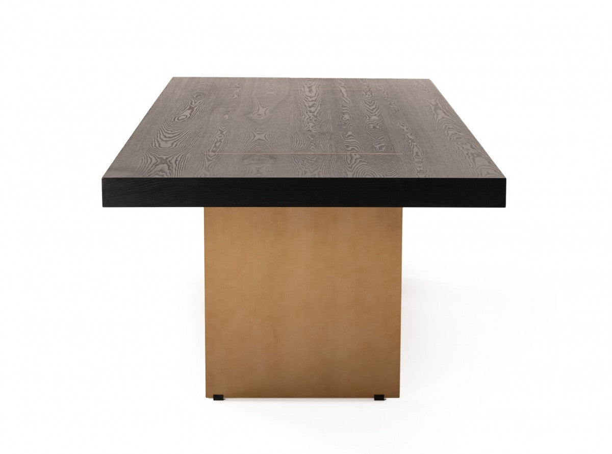 Modrest Perret - Large Glam Black Ash + Brushed Brass Dining Table