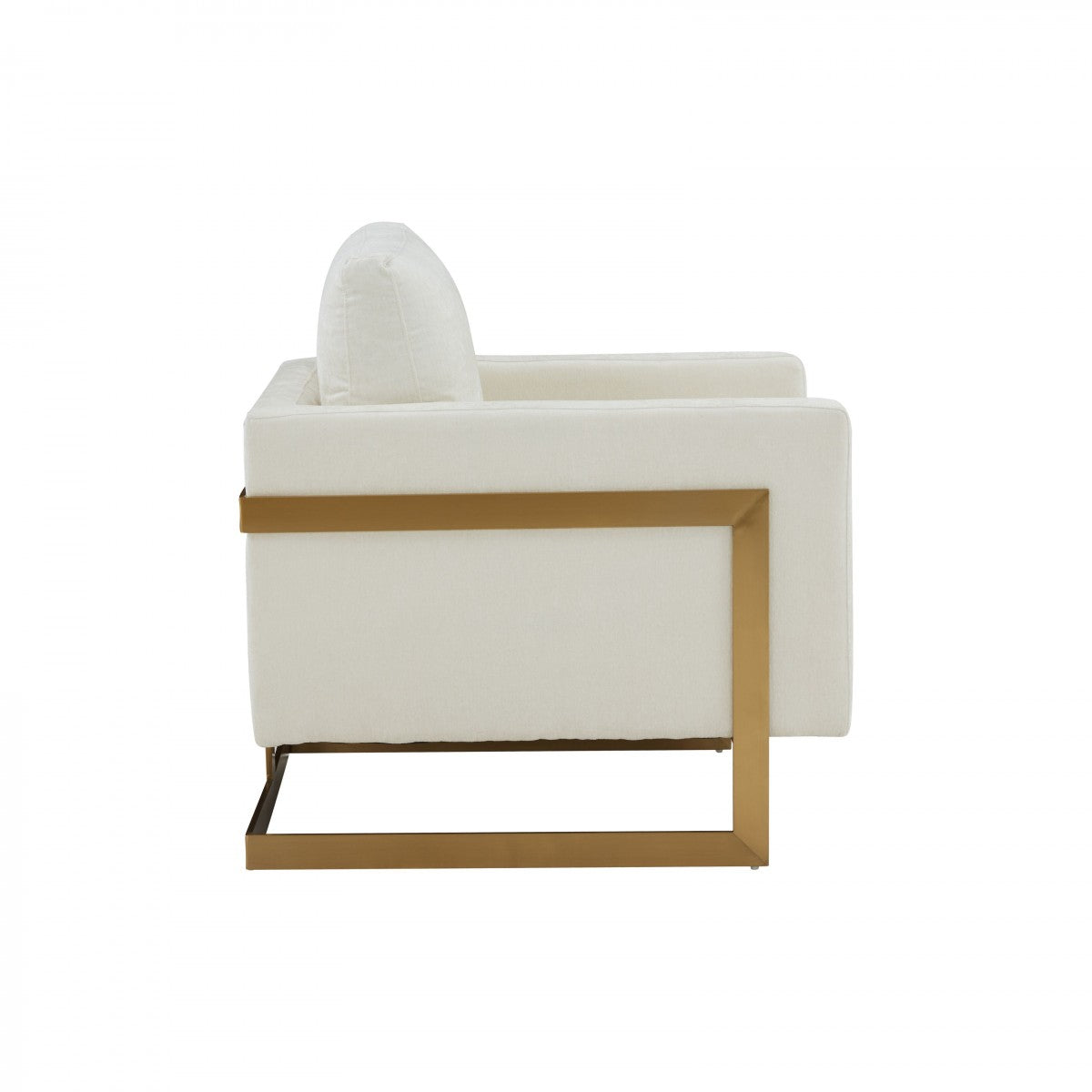 Modrest Prince - Contemporary Cream Fabric + Gold Metal Accent Chair