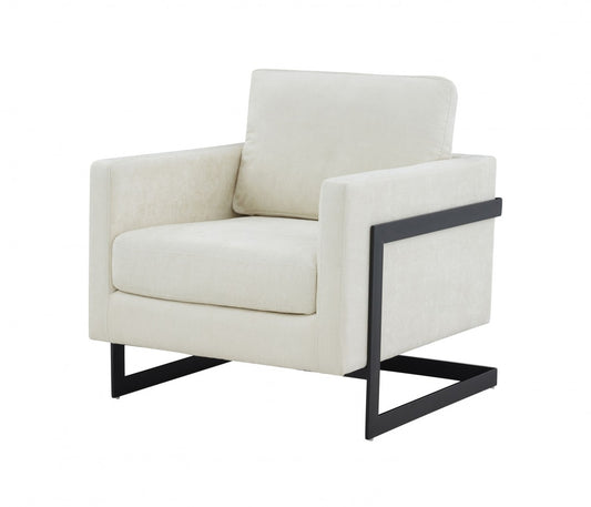 Modrest Prince - Contemporary Cream Fabric + Black Metal Accent Chair - Stylish Design Furniture