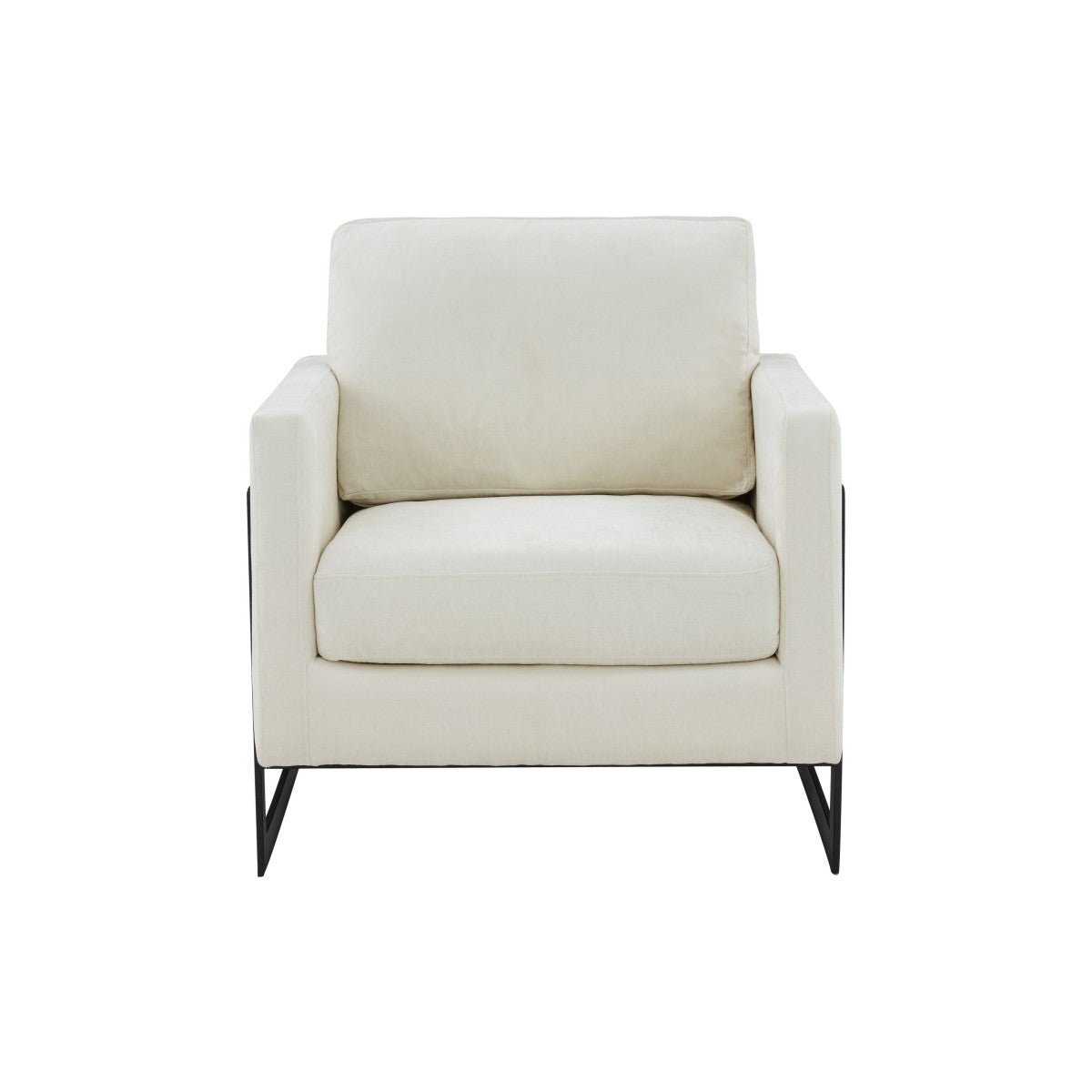 Modrest Prince - Contemporary Cream Fabric + Black Metal Accent Chair
