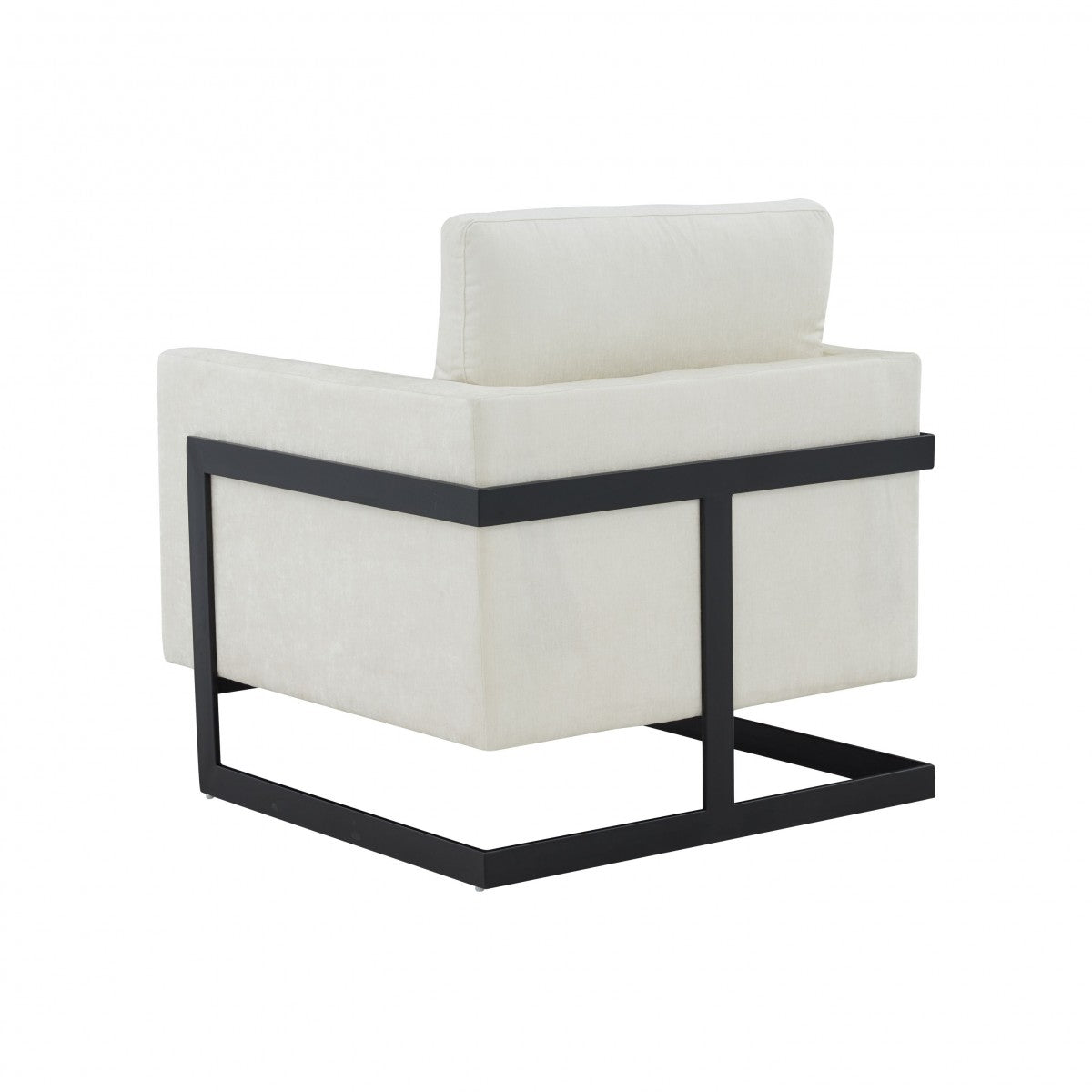 Modrest Prince - Contemporary Cream Fabric + Black Metal Accent Chair
