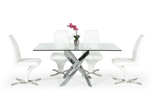 Modrest Pyrite Modern Rectangular Glass Dining Table - Stylish Design Furniture