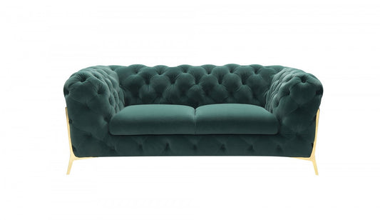 Divani Casa Quincey - Transitional Emerald Green Velvet Loveseat - Stylish Design Furniture