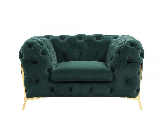 Divani Casa Quincey - Transitional Emerald Green Velvet Chair - Stylish Design Furniture