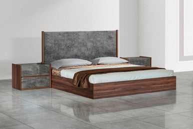 Nova Domus Rado Modern Walnut & Stucco Bed - Stylish Design Furniture