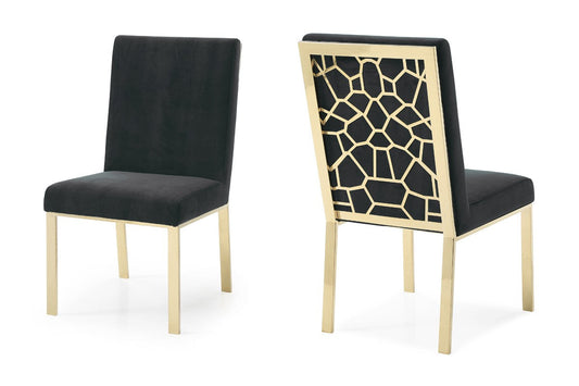 Modrest Reba Modern Black Velvet & Gold Dining Chair (Set of 2) - Stylish Design Furniture