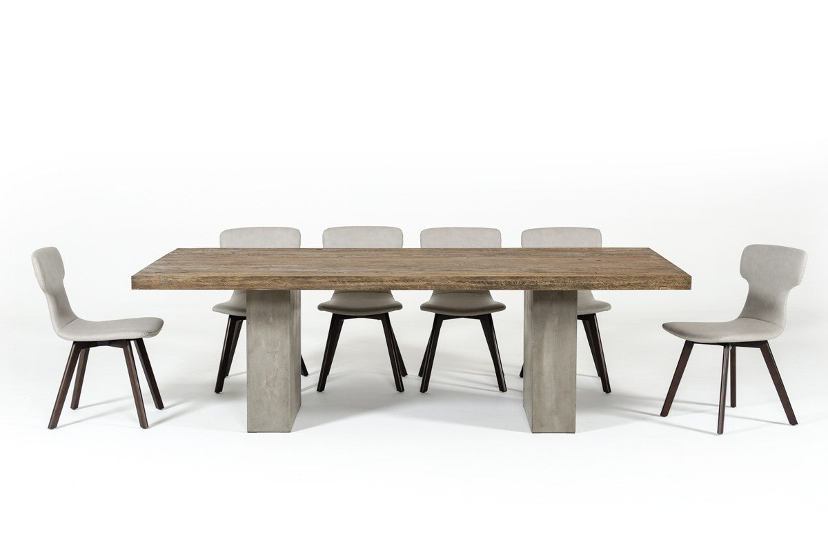 Modrest Renzo Modern Oak & Concrete Dining Table 94"