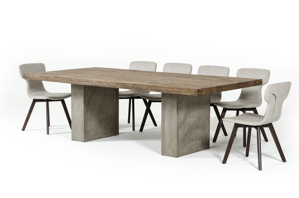 Modrest Renzo Modern Oak & Concrete Dining Table 94"
