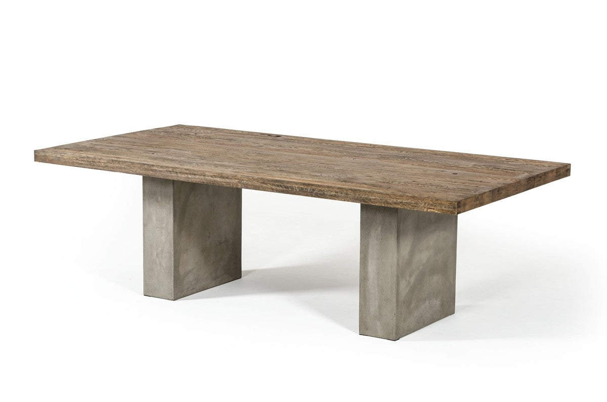 Modrest Renzo Modern Oak & Concrete Dining Table 94"