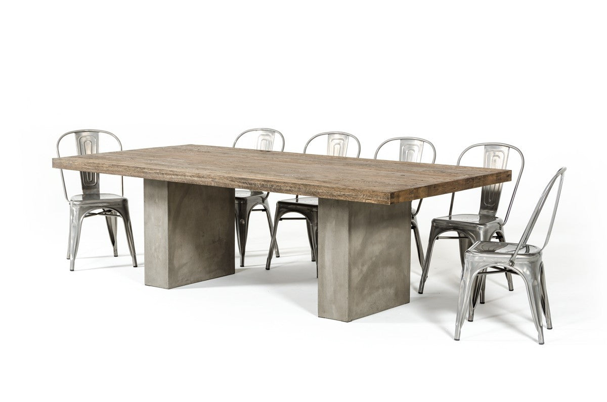 Modrest Renzo Modern Oak & Concrete Dining Table 94"