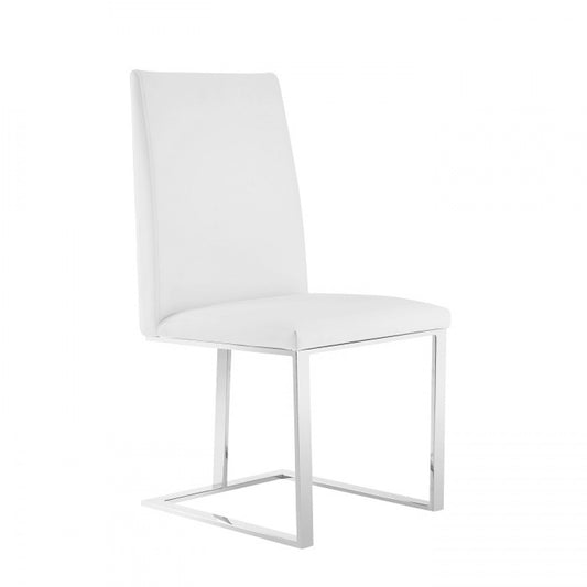 Modrest Frankie - Modern White & Brushed Stainless Steel Dining Chair - Stylish Design Furniture