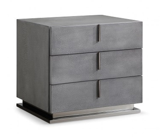 Modrest Buckley Modern Cracked Grey 2-Drawer Nightstand - Stylish Design Furniture