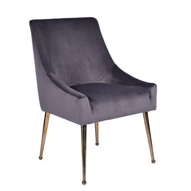Modrest Castana Modern Grey Velvet & Gold Dining Chair (Set of 2)