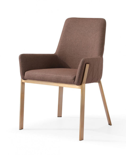 Modrest Robin Modern Brown & Brass Dining Chair - Stylish Design Furniture