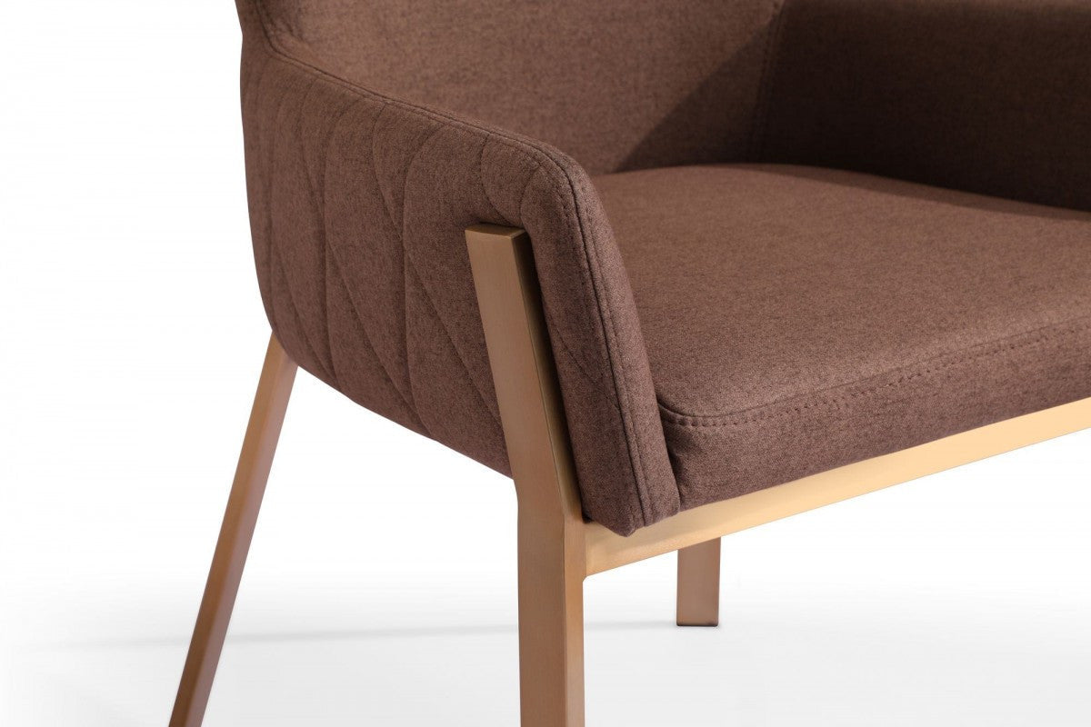 Modrest Robin Modern Brown & Brass Dining Chair