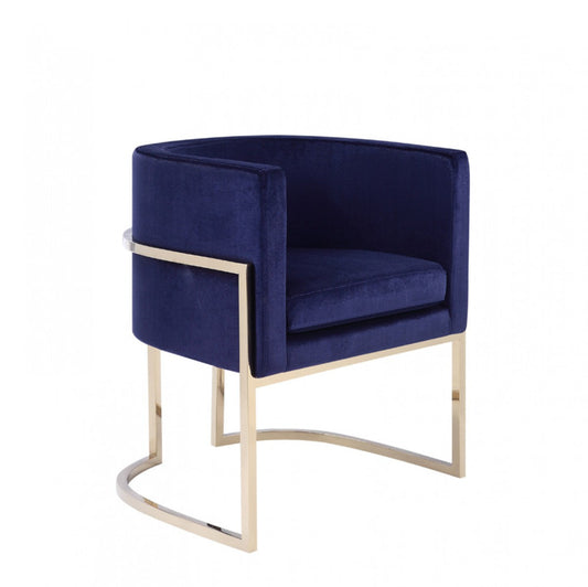 Modrest Betsy Modern Navy Blue Velvet & Gold Dining Chair - Stylish Design Furniture