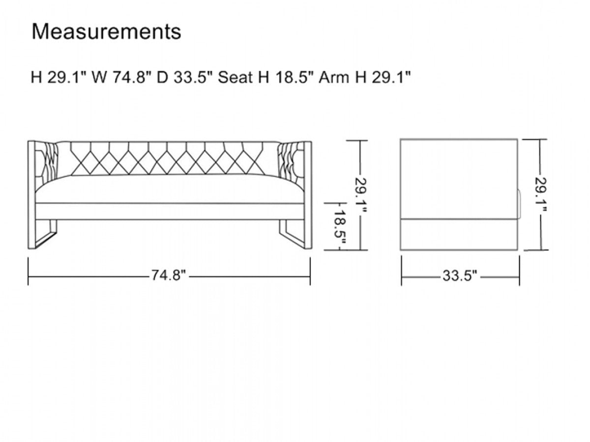 Divani Casa Carlos Modern Grey Velvet & Gold Sofa - Stylish Design Furniture