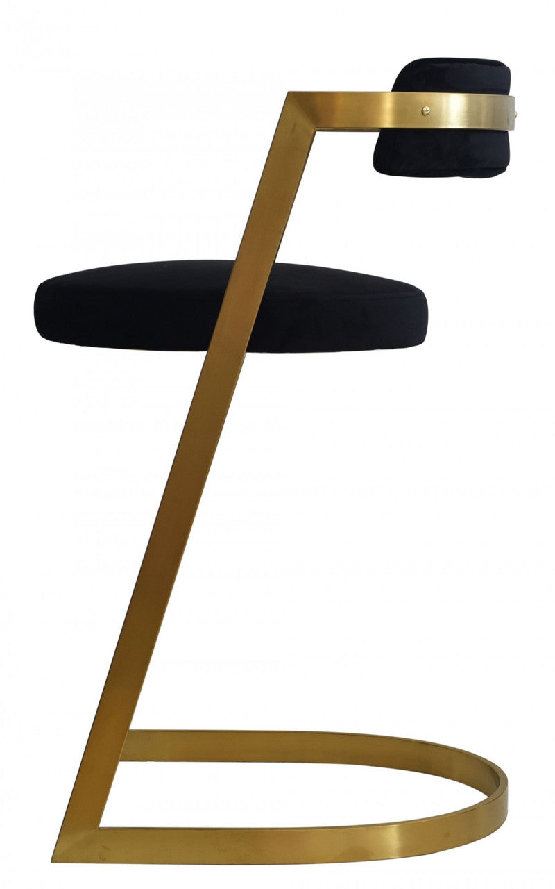 Modrest Shandra - Black Velvet + Gold Counter Stool