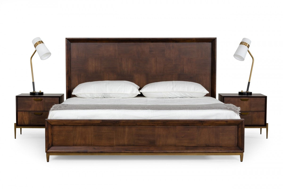 Modrest Shane Modern Acacia & Brass Bed